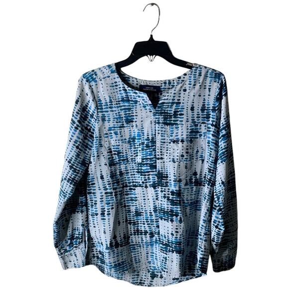 Lands'End Outfitters Top Women 6 Abstract Print Long Sleeve Casual Summer Office - Picture 1 of 7